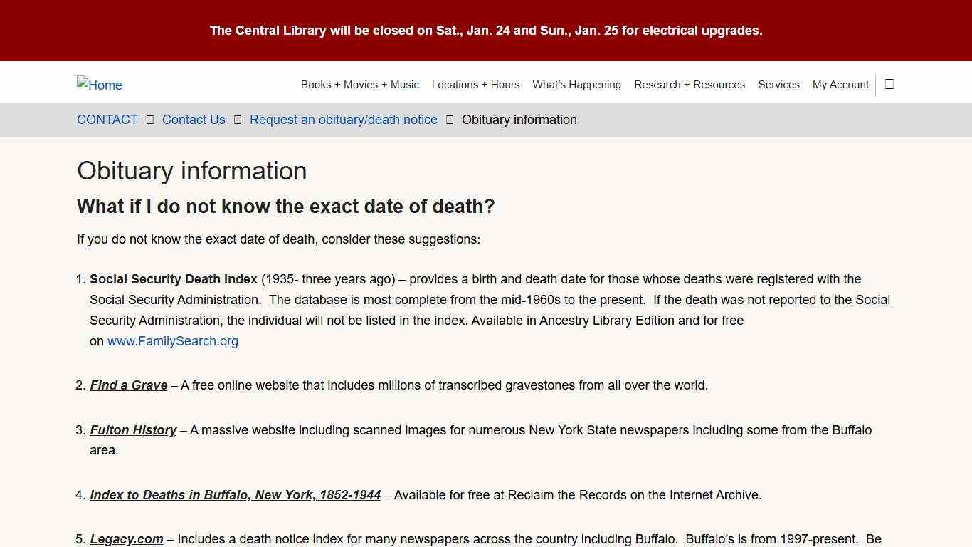 Obituary information www.buffalolib.org